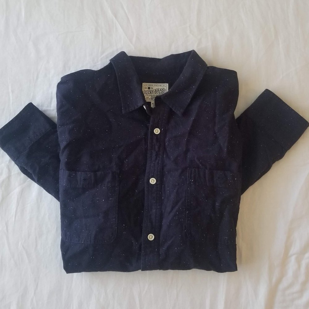 Lucky Brand Button-Up- Navy Blue & White Shirt
